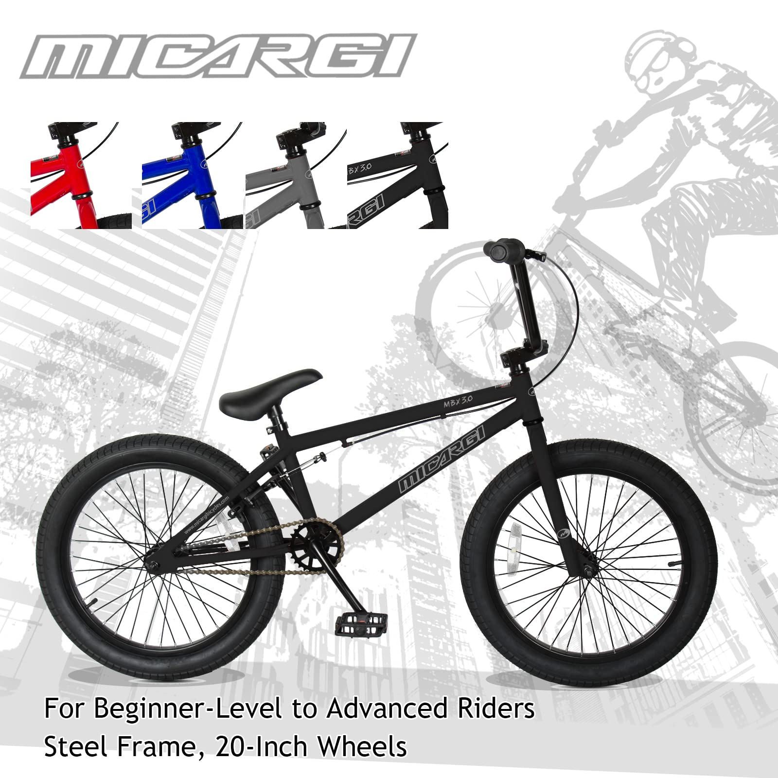 Amazon.com : MICARGI MBX 20 Inch Hi-Ten Steel Framed Freestyle BMX